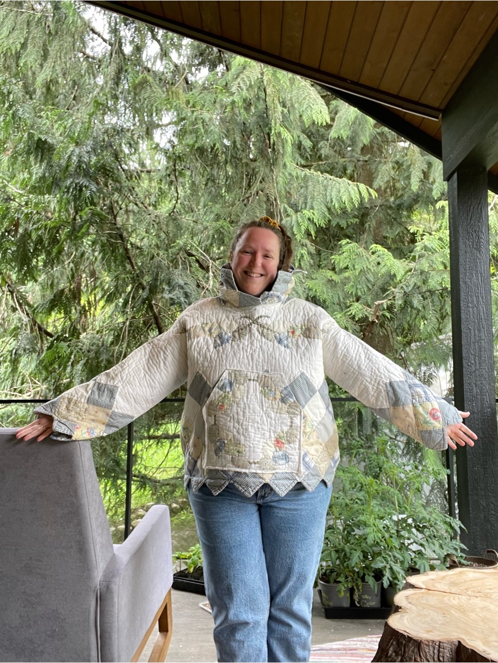 Handmade patchwork quilt hoodie OS